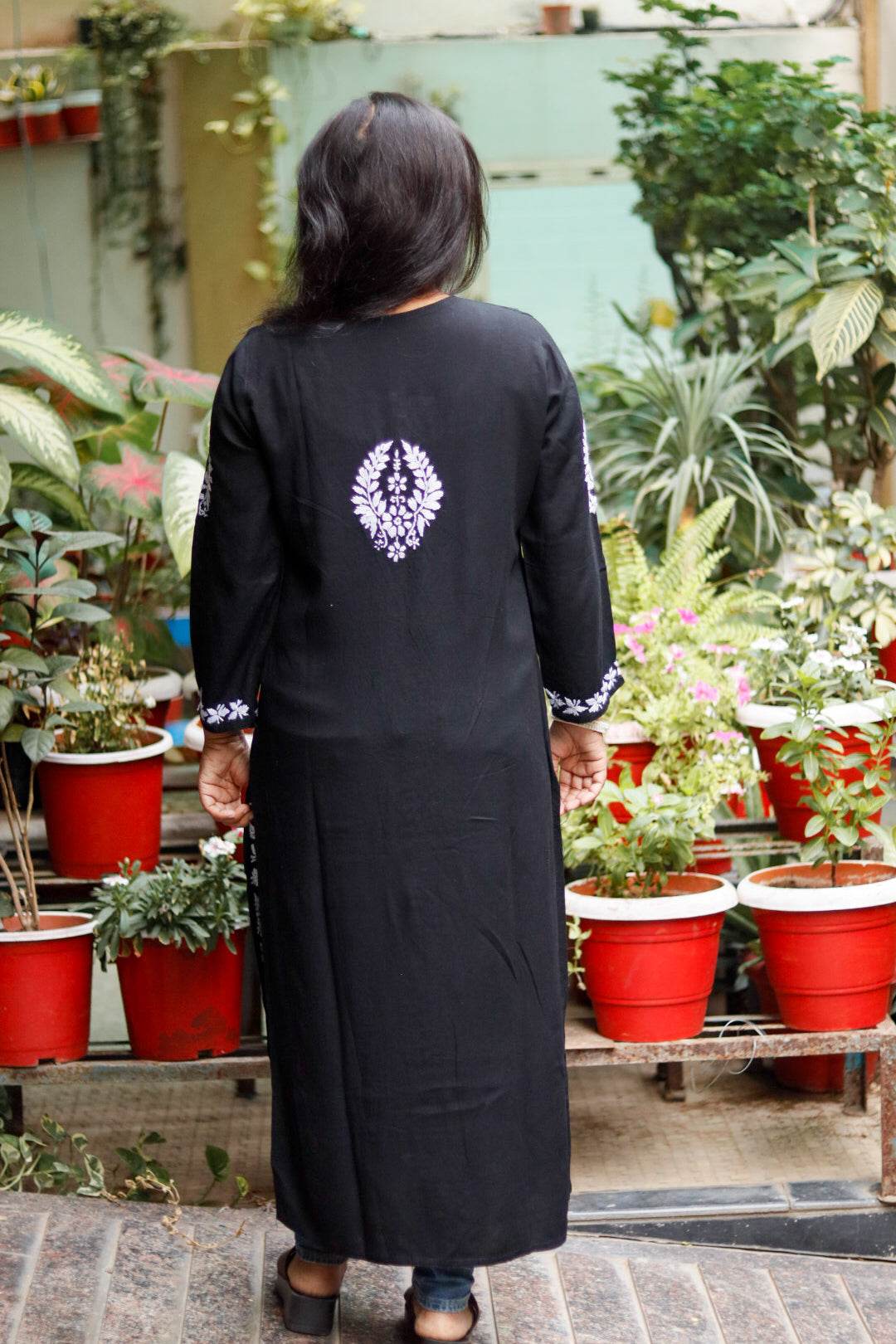 Rayon Cotton Aline Chikankari Kurta - CandiRobes