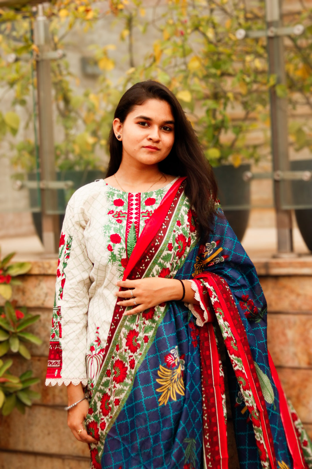 Multicolur Elegance Digital printed cotton kurta pant dupatta set