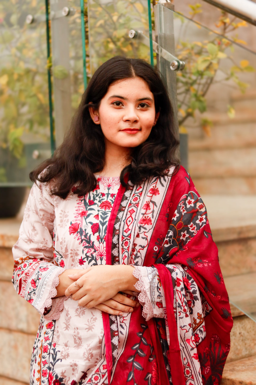 vine Digital printed cotton kurta pant dupatta set