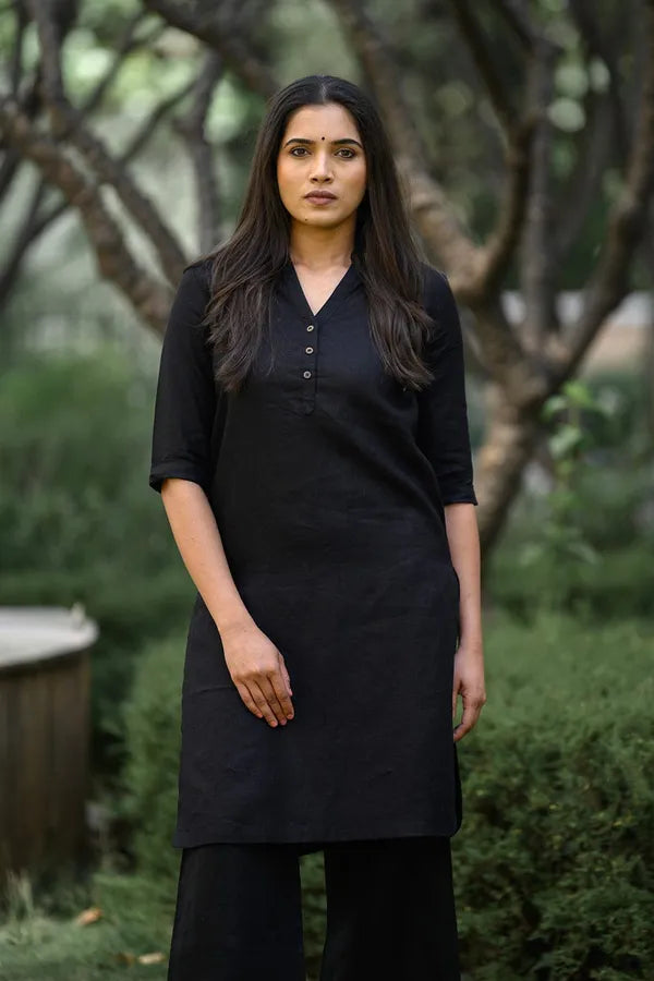 lack Cotton Formal Kurti With Pant