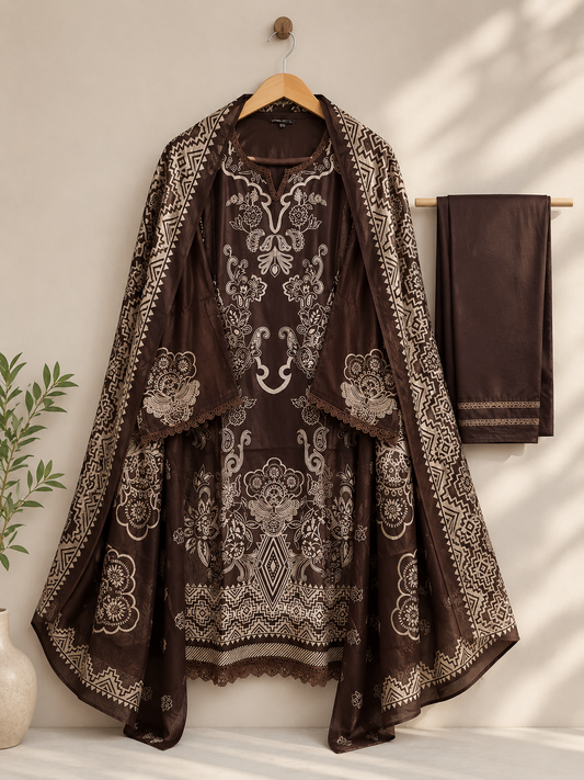 Lawn Suit Set βCocoa Brown