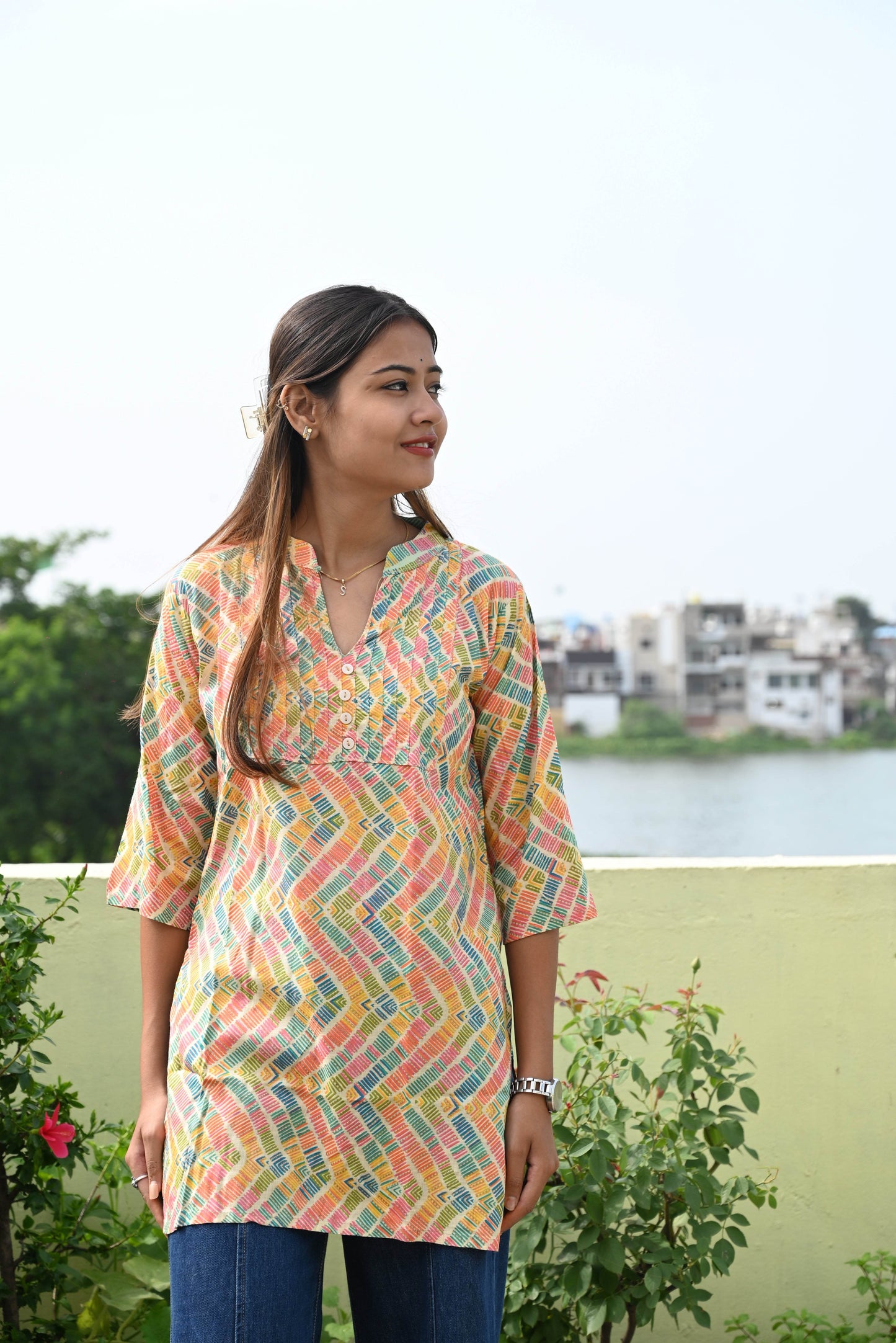 Multicolour stylish cotton top for womentop - CandiRobes