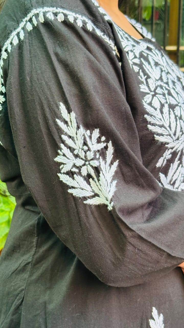 Black chikankari Kurti Pant - CandiRobes