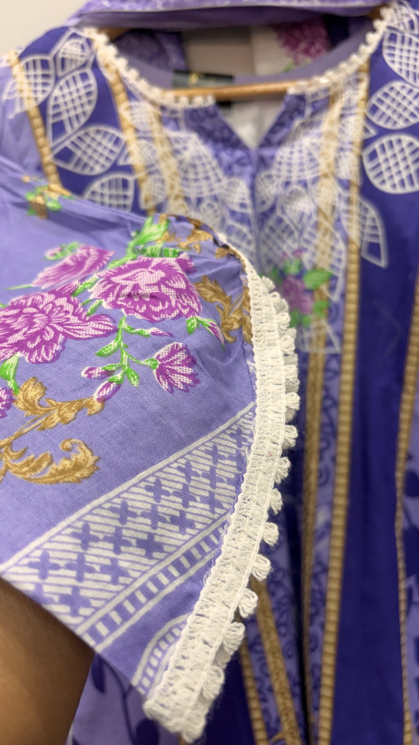 Lawn Suit Set-Lavender Cotton