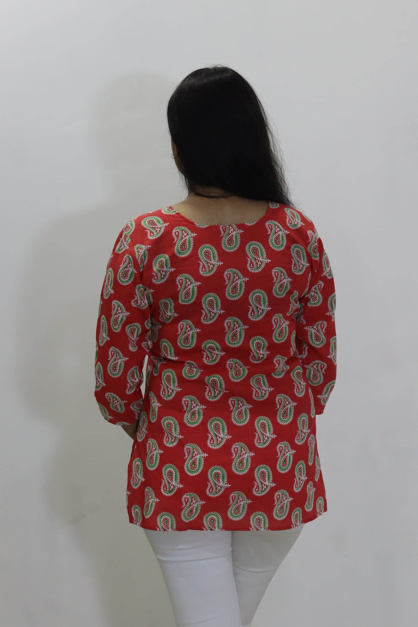 Red pure cotton jaipuri top for women - CandiRobes