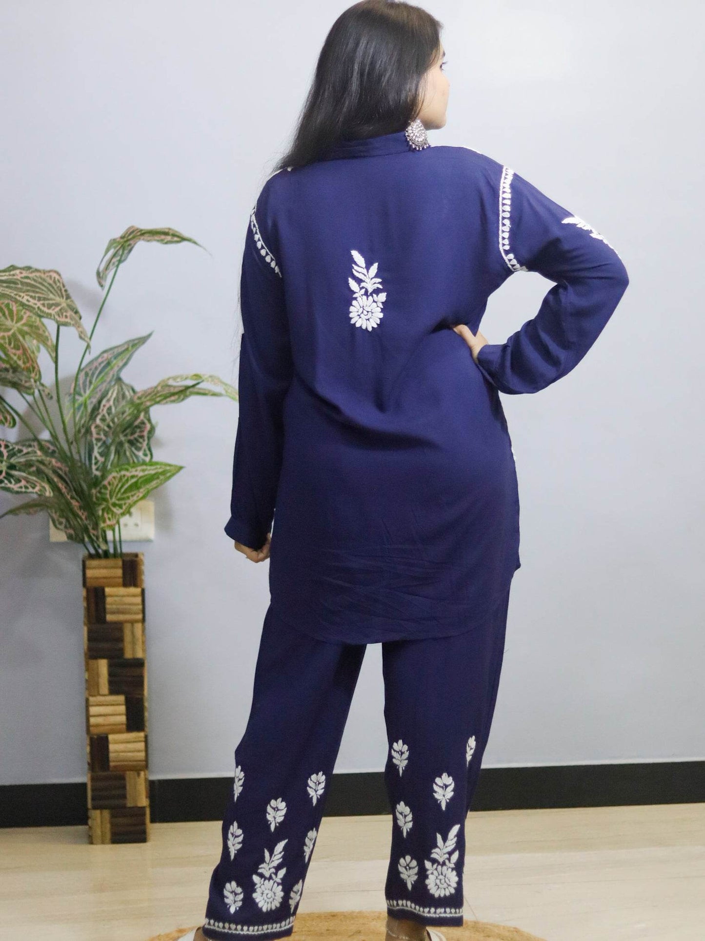 Navy Blue Chikankari Coord Set - CandiRobes