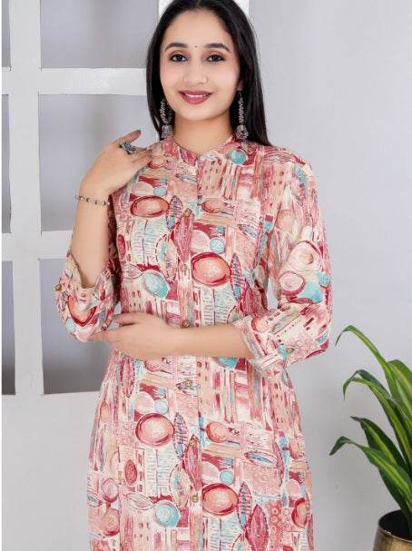Onion Angrakha Style Pure Cotton Regular Kurti For Women - CandiRobes