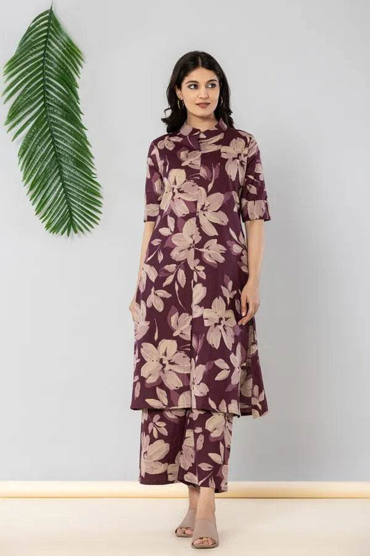 Vine cotton flex as khadi style kurti pant set for women - CandiRobes