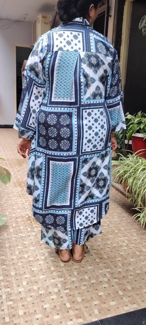 Blue Mosaic Printed Cord Set - CandiRobes