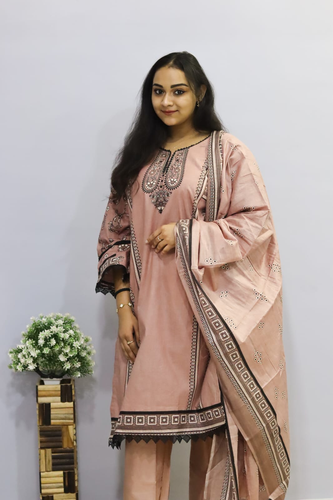 Onion Lawn Digital Print Kurti Pant Dupatta Set
