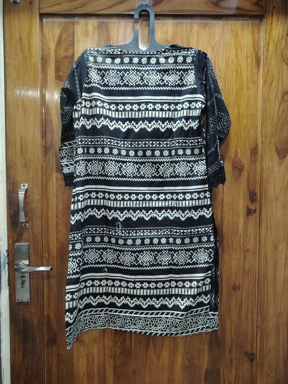 Black Digital Print Kurti Pant Dupatta Set