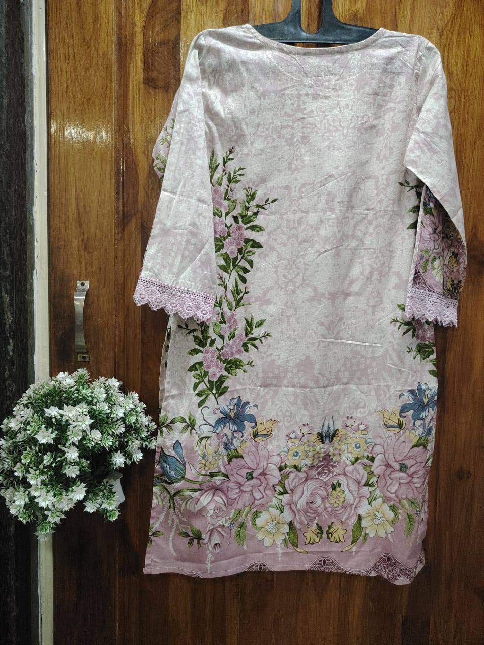 Baby Pink Digital Print Kurti Pant Dupatta Set
