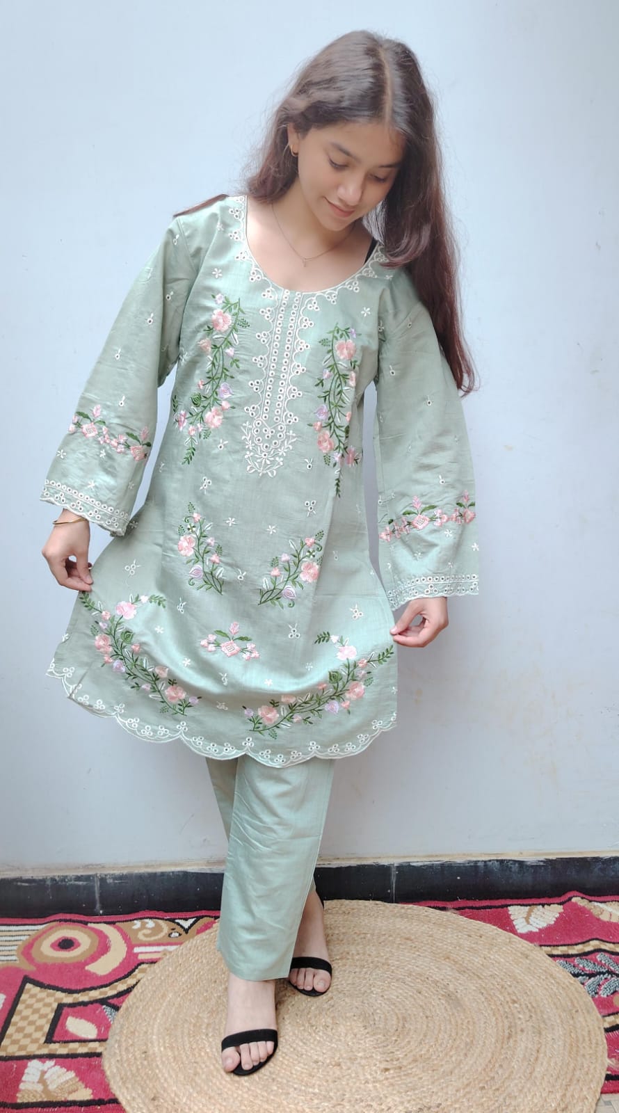 Green Embroidery Pakistani Cord Set