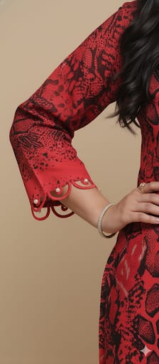 JAZMIN Heavy Patch Work Suit –red animal Design