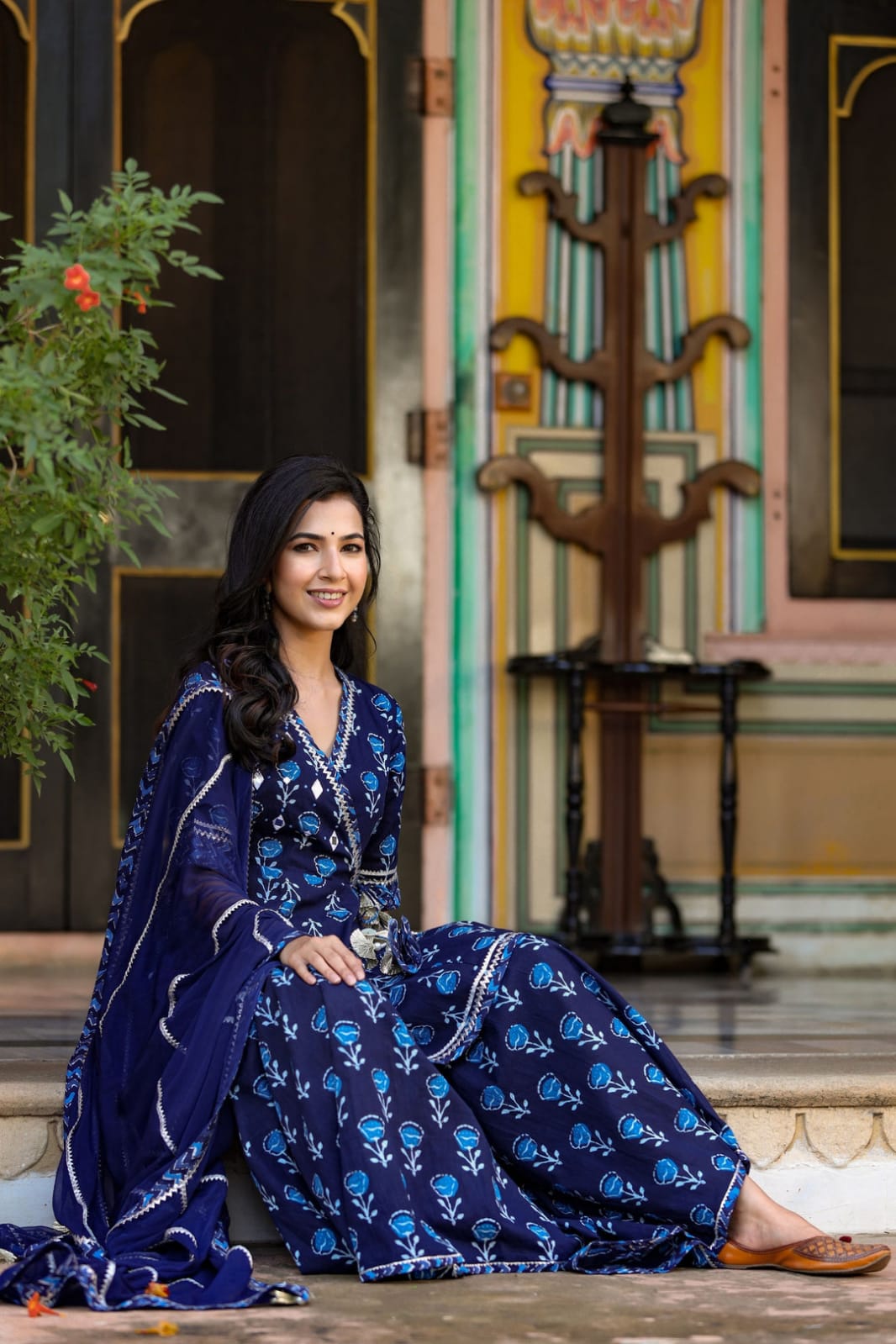 Floral Blue Sharara Set π