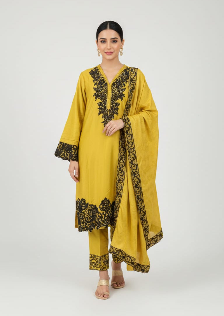 Mustered Elegant Farshi Kurti Set – Full Embroidery Edition