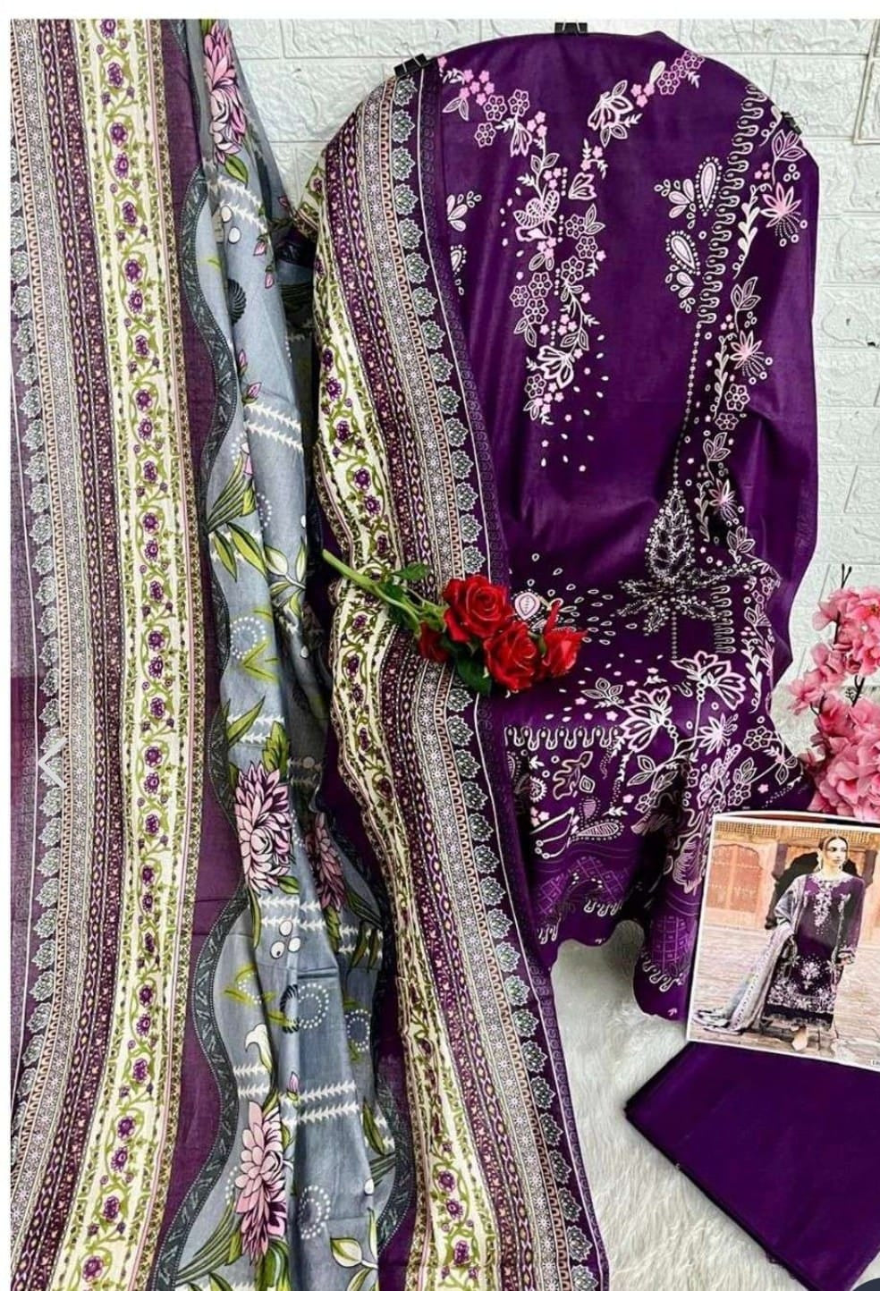 Purple Printed Lawn Suit Set