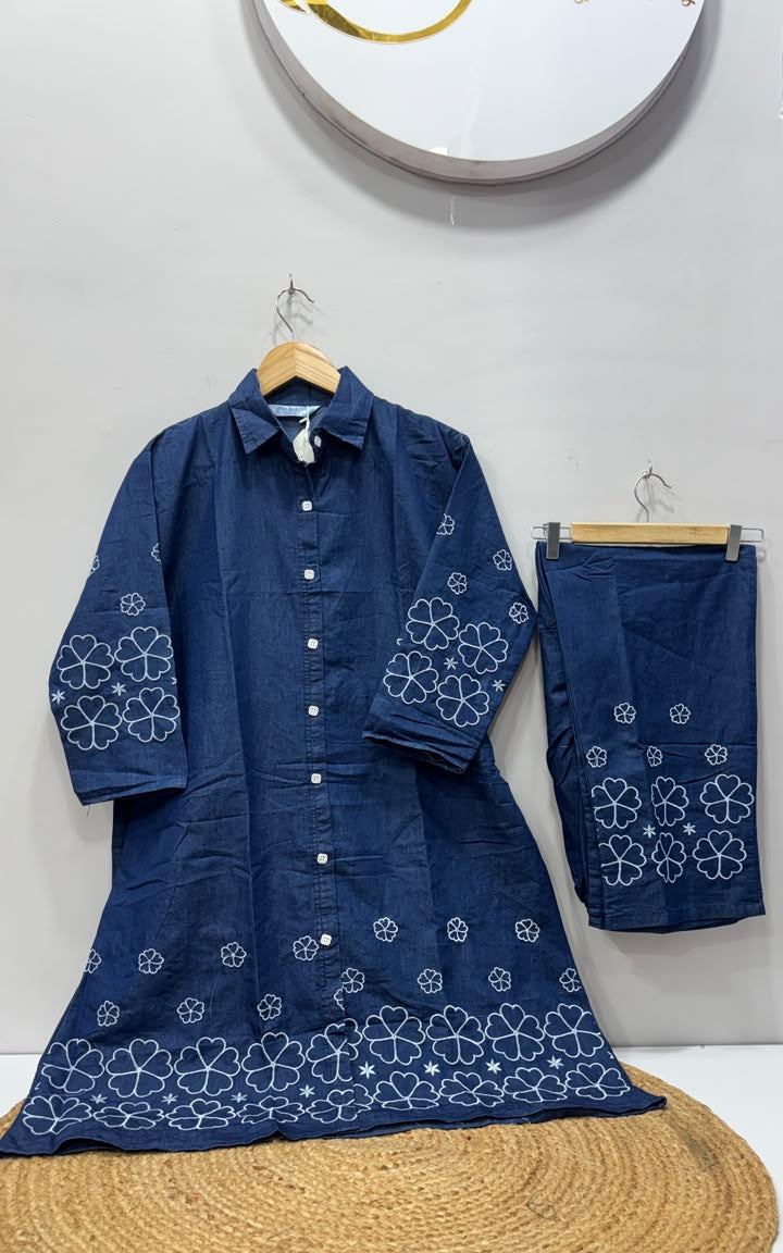 DENIM KURTI PANT CORD SET