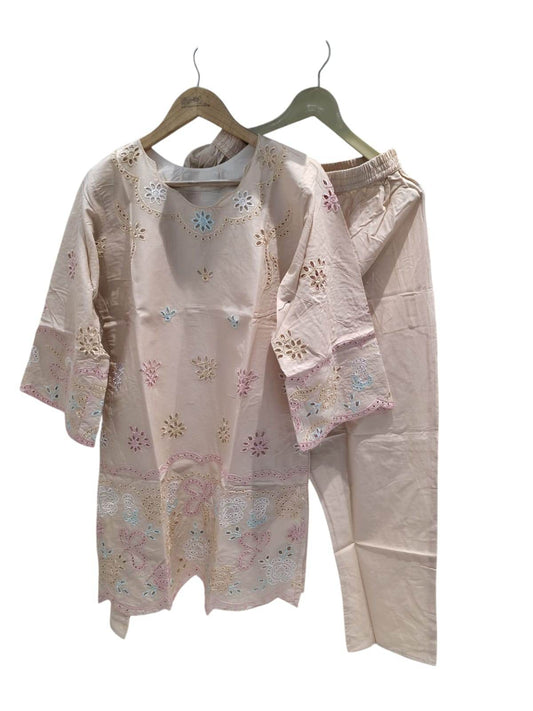Cream Embroidery Pakistani Cord Set