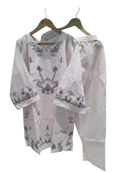 Baby pink Embroidered Pakistani Cord Set - CandiRobes