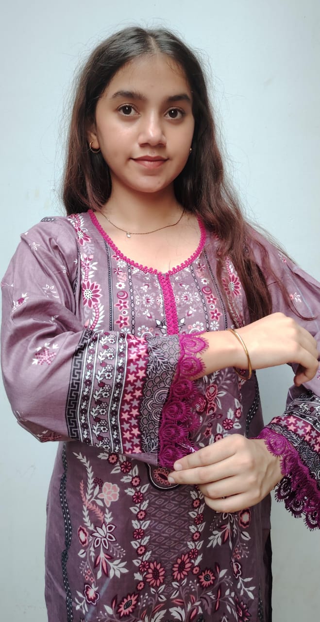Wine Purple Digital Print Kurti Pant Dupatta Set