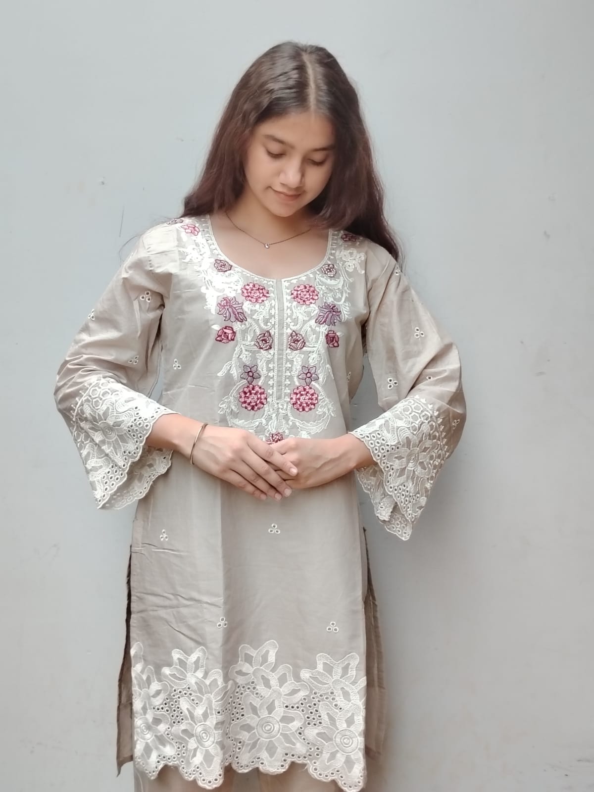 Grey Embroidered Pakistani Cord Set