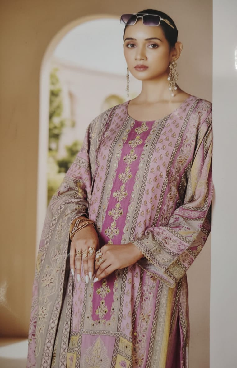 Pastel Pink Printed Kurta Pant Set with Dupatta