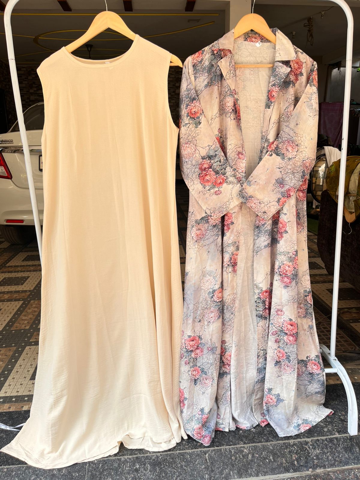 Maxi Gown with Rose Floral Long Shrug