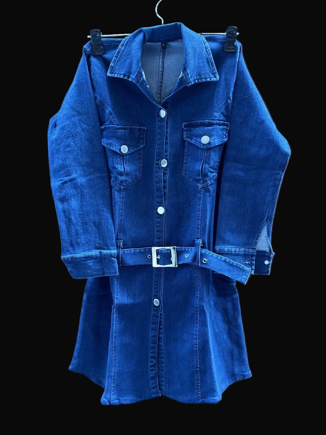 Blue Denim Shirt Dress for Women with Belt