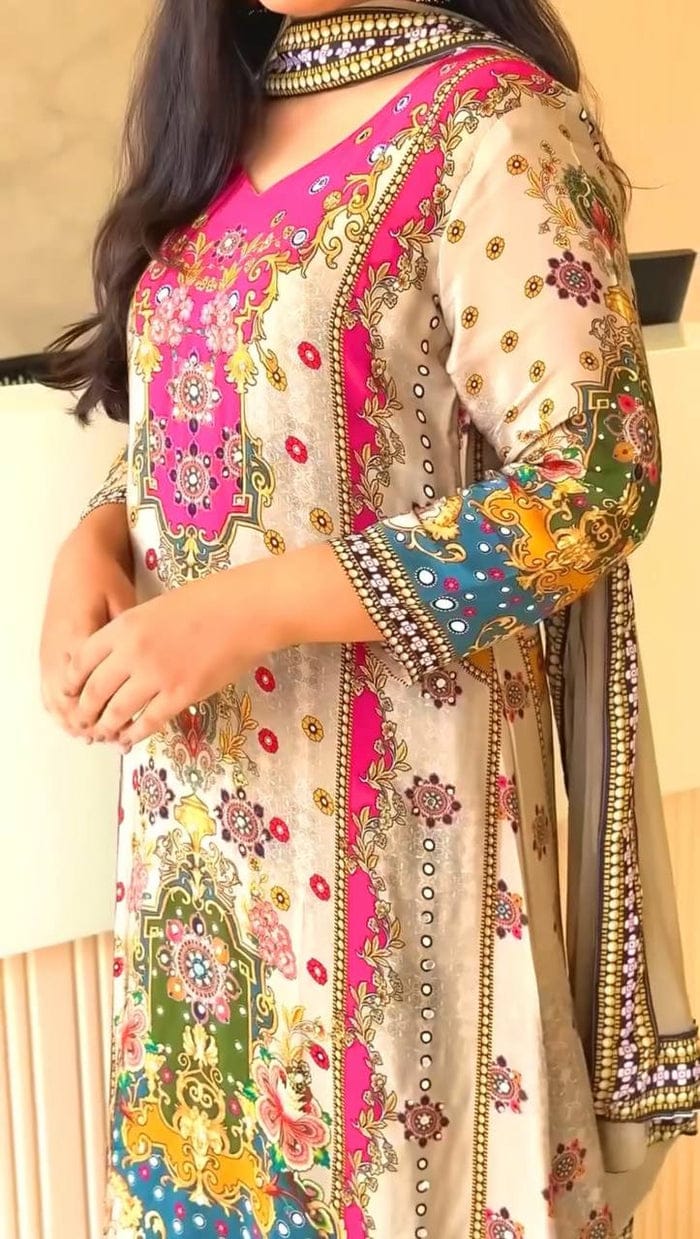 Multicolor Heavy Embroidered Kurti Set