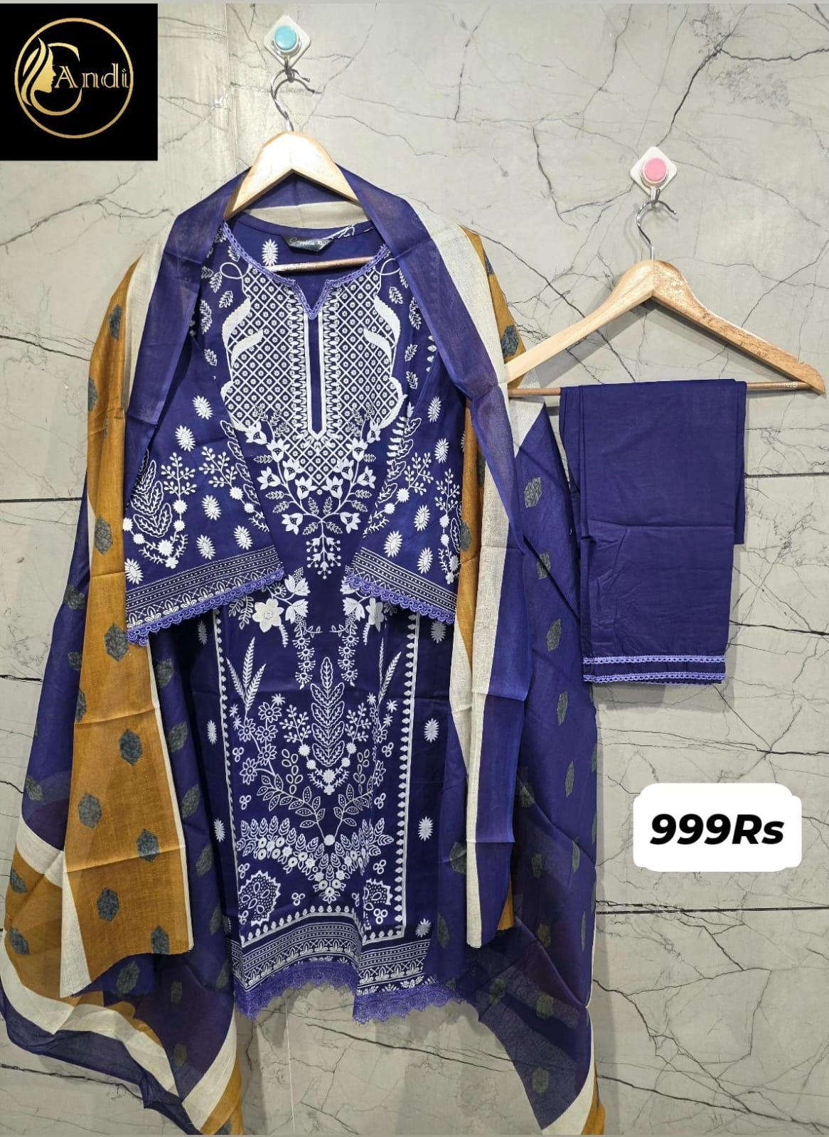 Lawn Suit Set – Deep Indigo