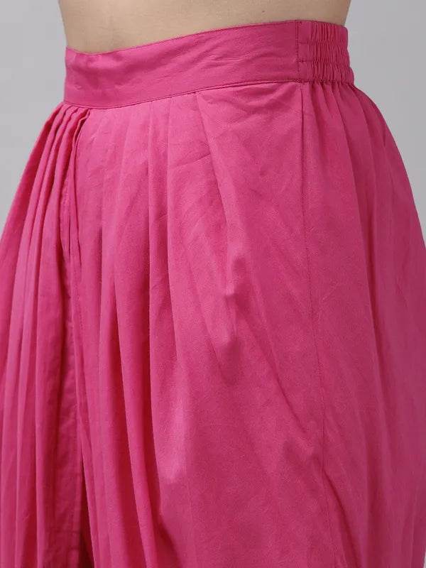 Pink Ethinic Cotton Dhoti Kurta Set - CandiRobes