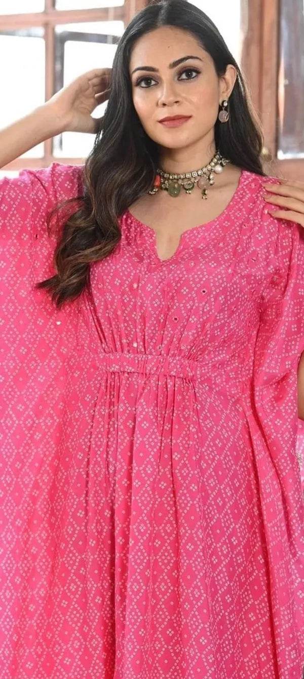 Pink::White Women Striped Ethnic Dress Kurta - CandiRobes