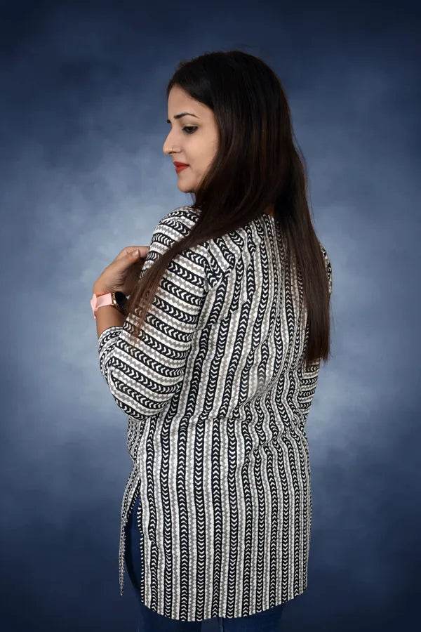 Black Jaipuri Cctton Top - CandiRobes