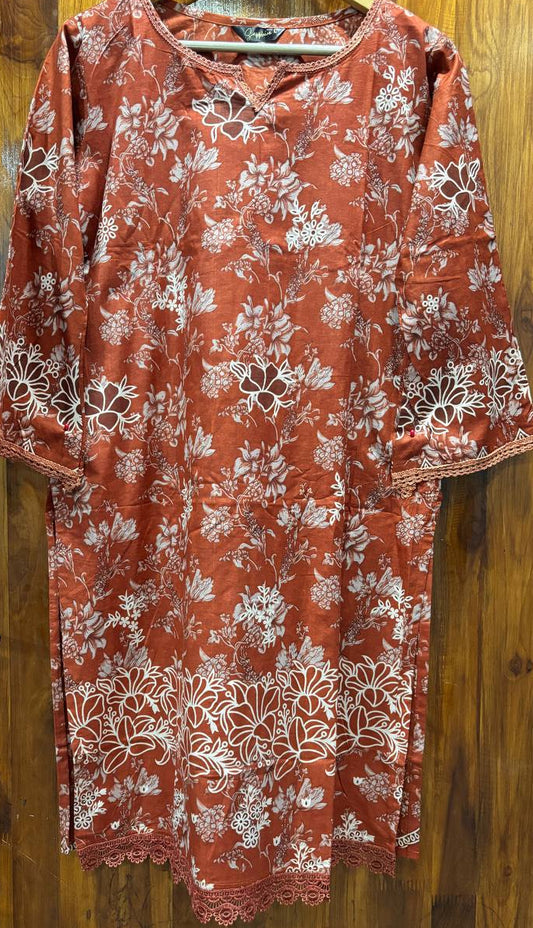 Lawn Suit Set β Rust Brown Floral