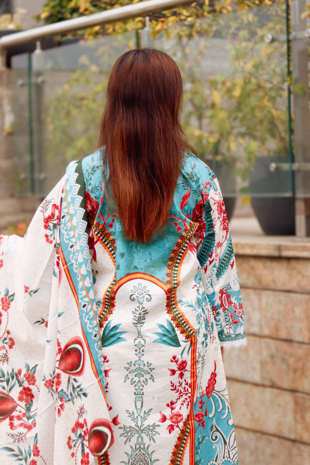 Gulnaaz Off-White Base Digital printed  cotton kurta pant dupatta set