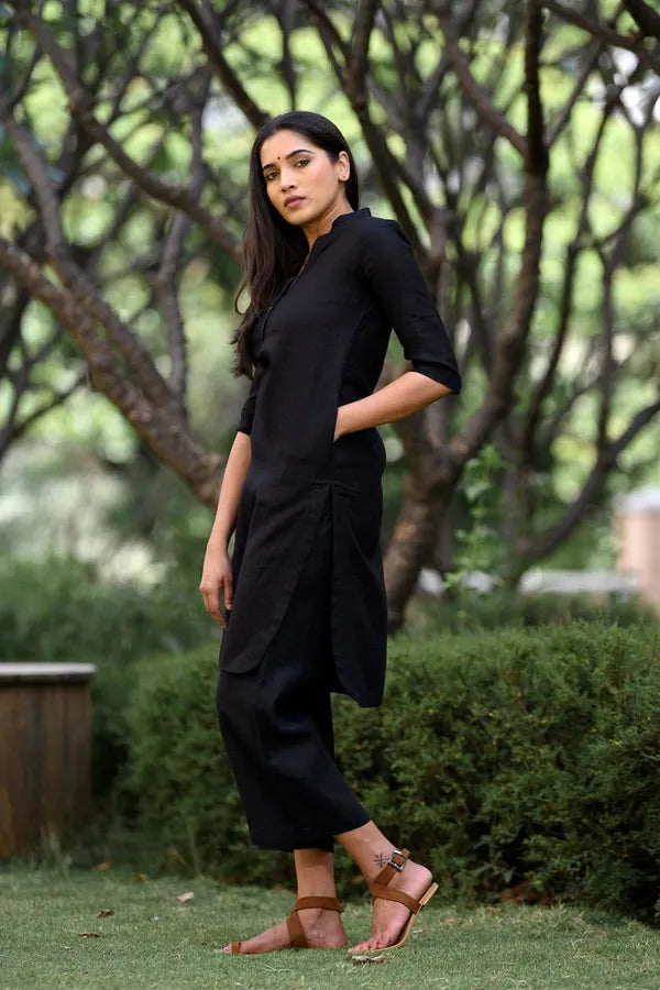 lack Cotton Formal Kurti With Pant