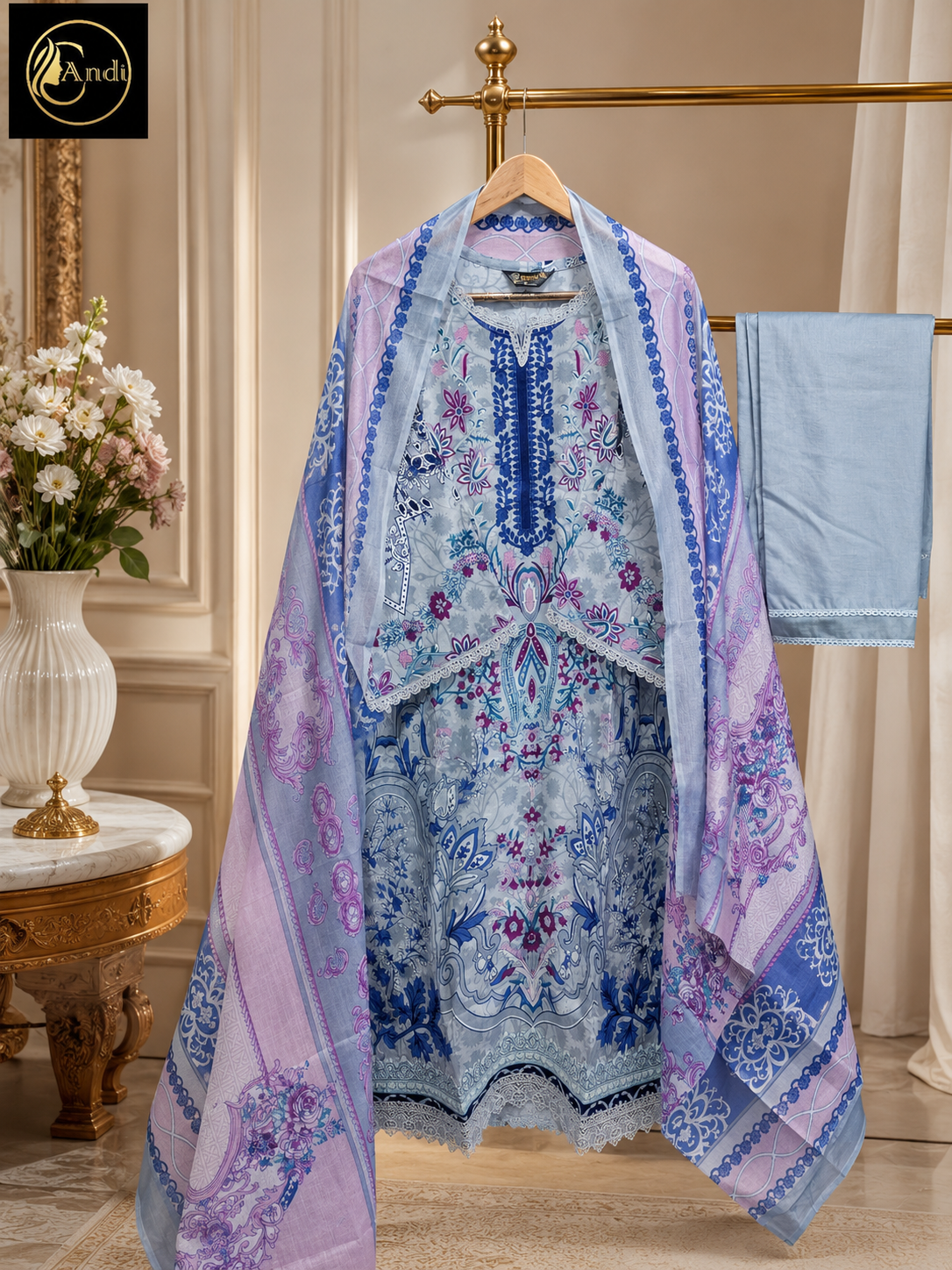 Lawn Suit Set – Frost Blue