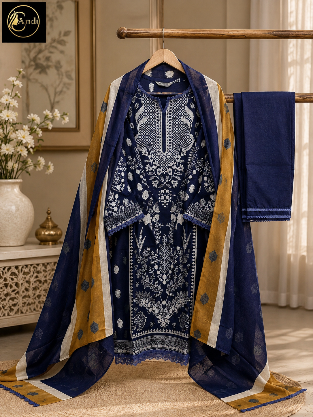 Lawn Suit Set – Deep Indigo