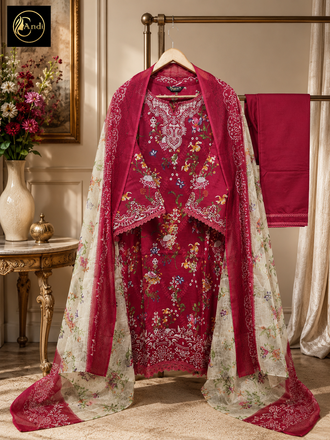 Lawn Suit Set – Ruby Blossom