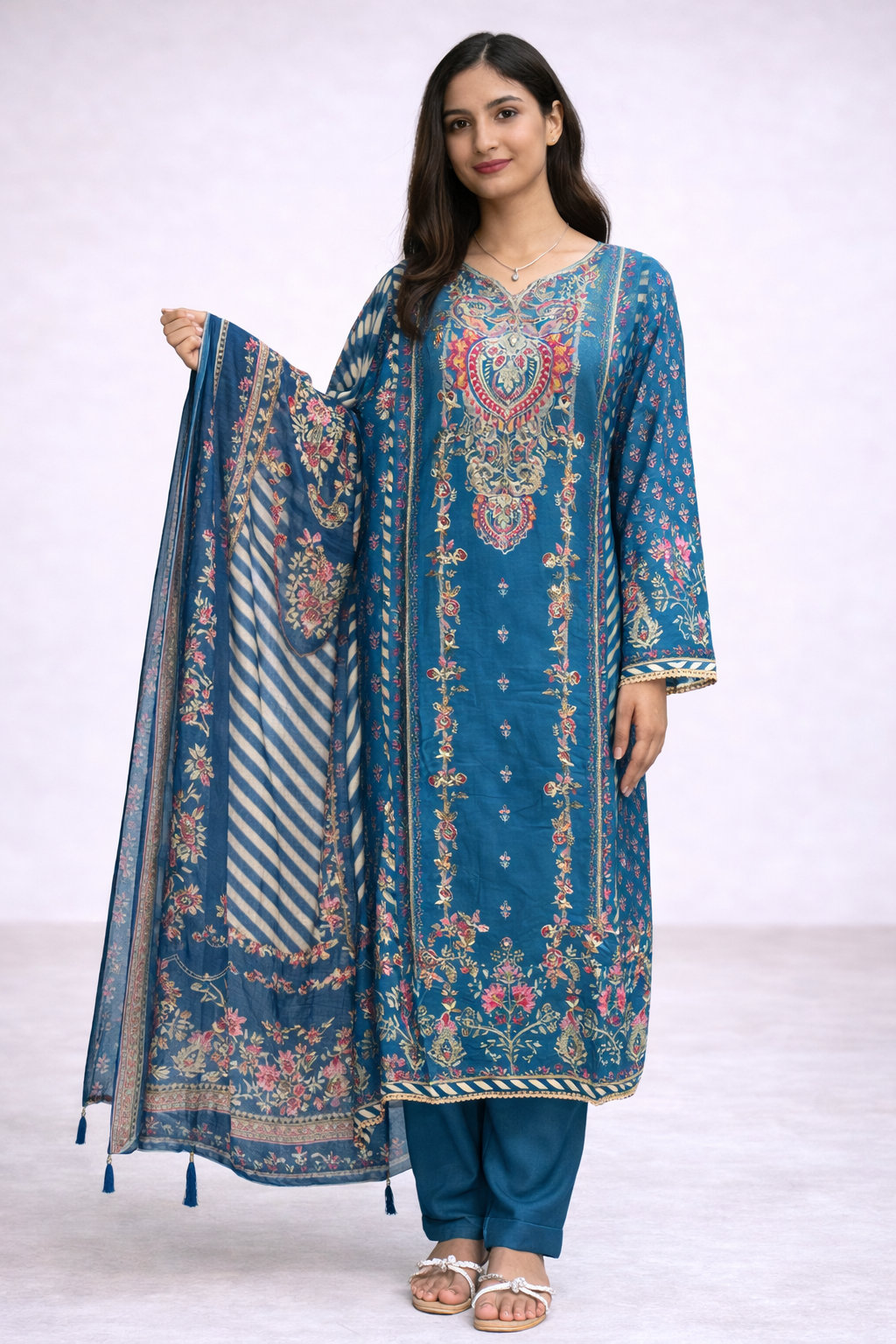 Premium Muslin Suit Set for Women with Dupatta