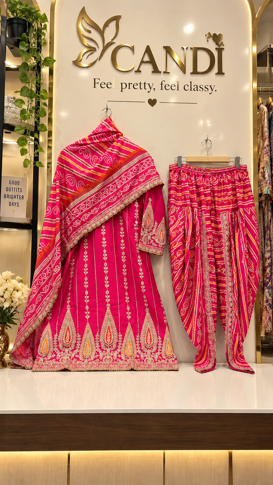 Fuchsia Pink Heavy Embroidered Dhoti Kurti Set