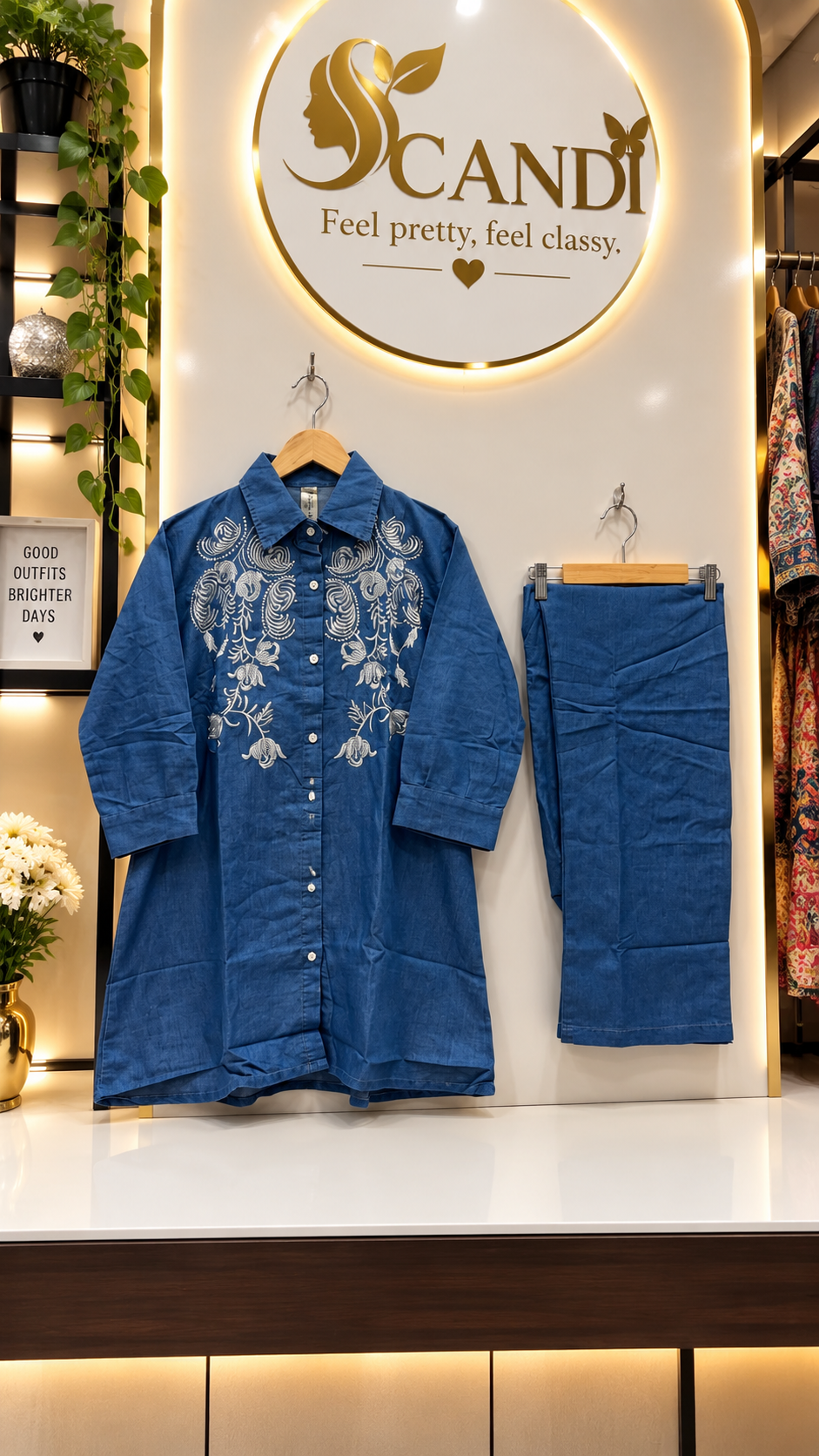 DENIM KURTI PANT CORD SET