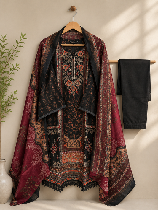 Lawn Suit Set Mulberry Wine