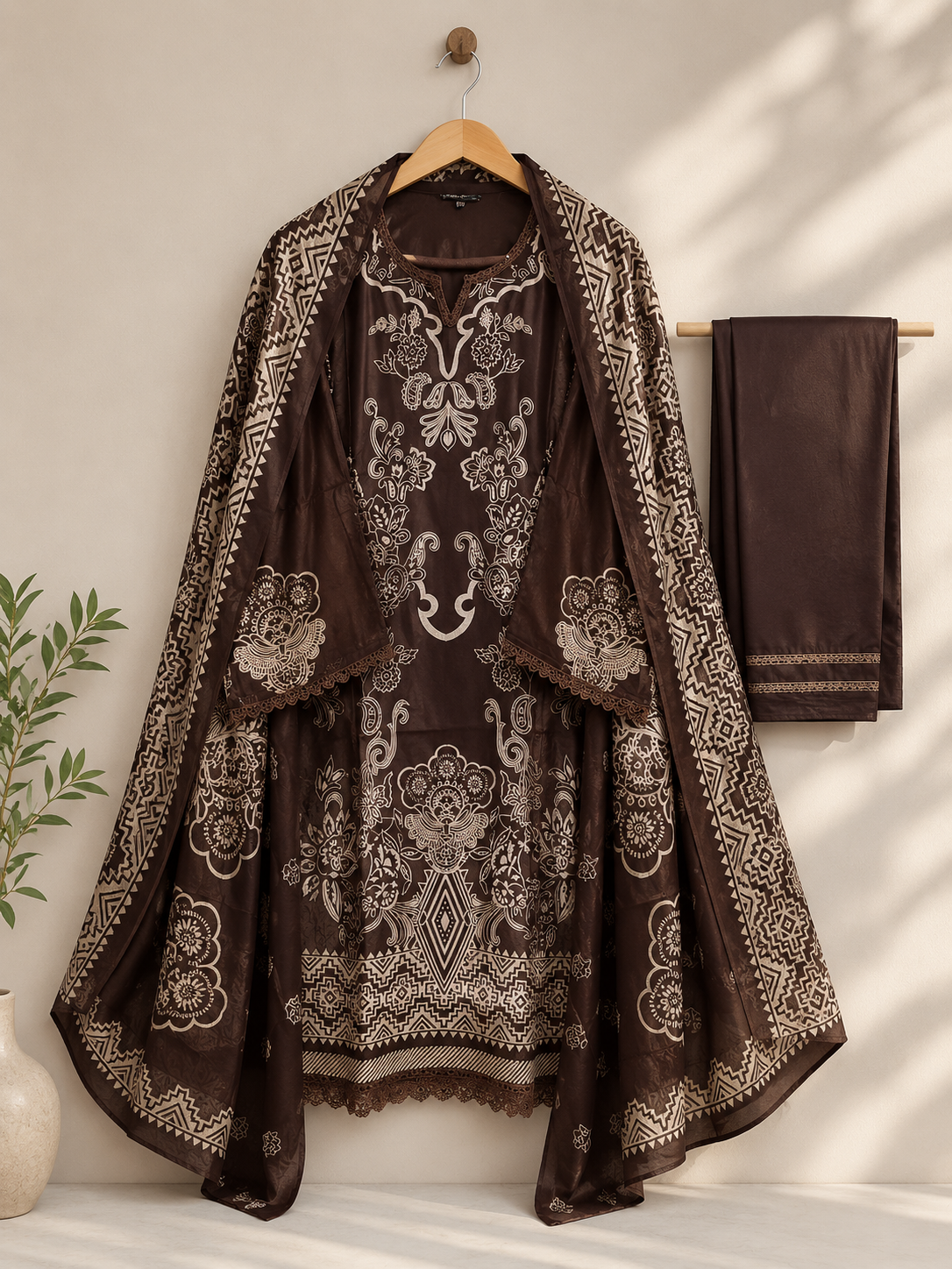Lawn Suit Set –Cocoa Brown