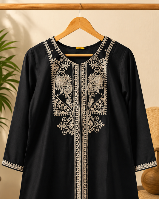 Zarmina Black Embroidered Kurta pant