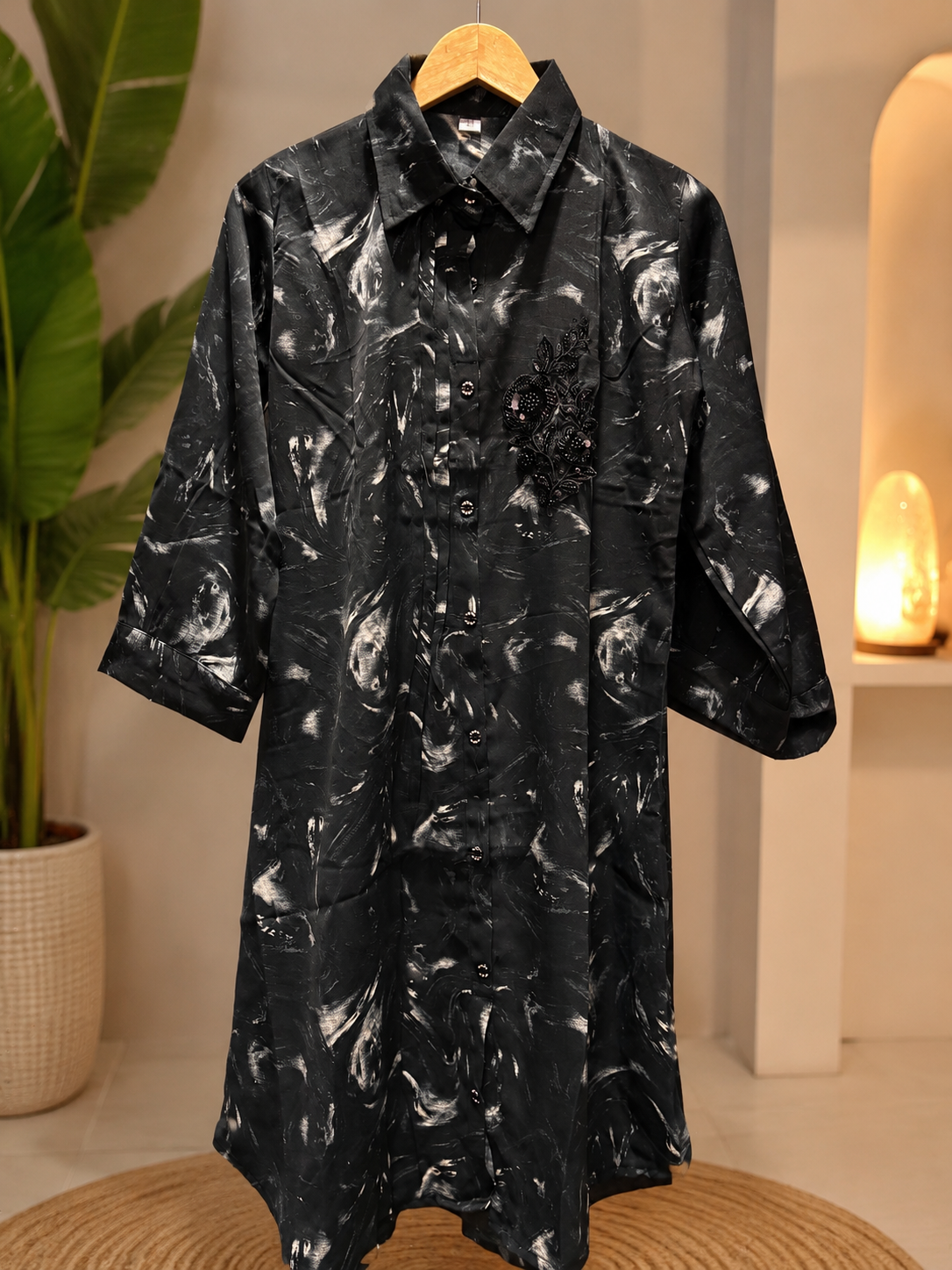 Crape Imported Fabric Co Ord set- Black