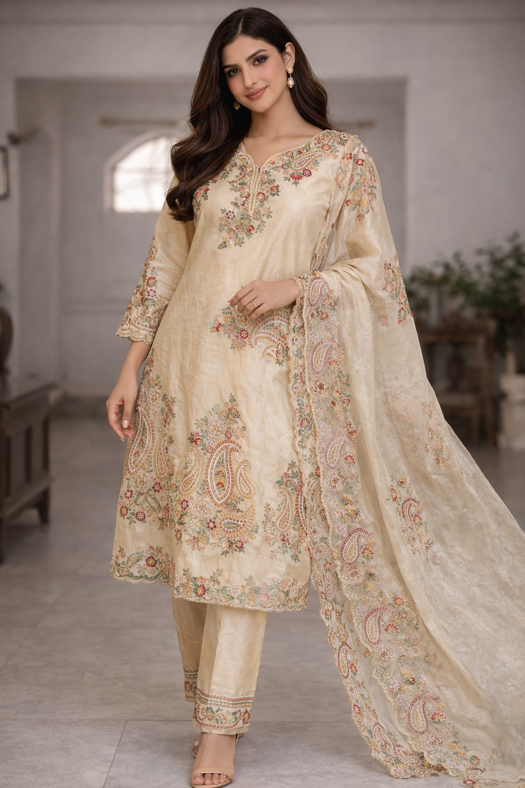 Heavy Silk Organza Frock Suit Set
