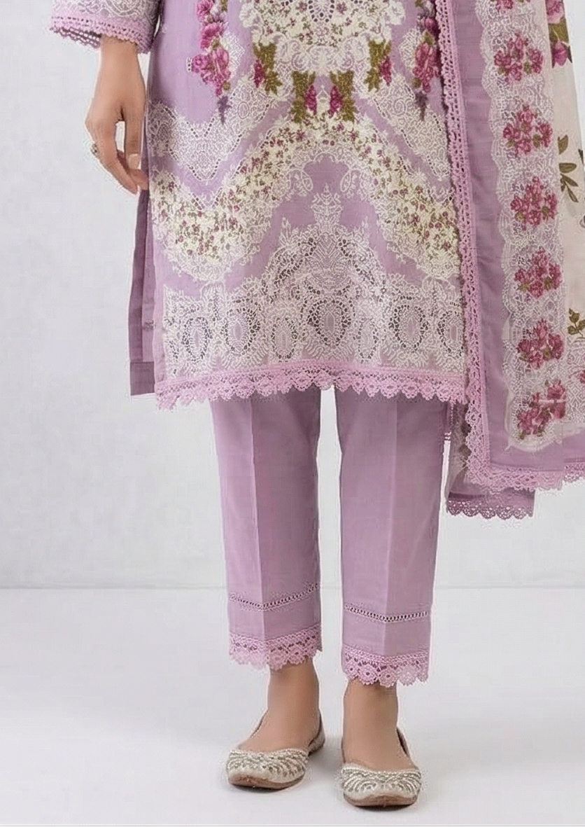 Lavender Cotton Printed Suit Set