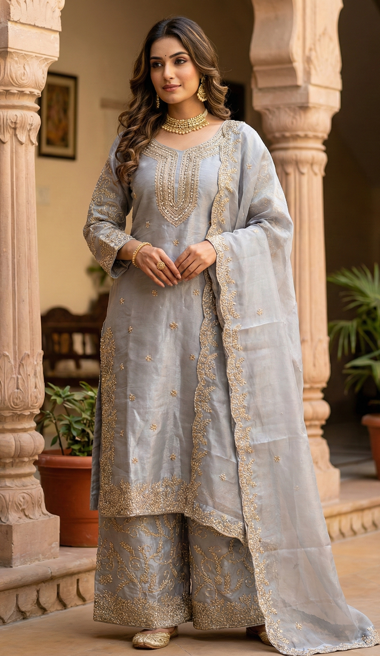 Heavy Embroidered Plazo Set